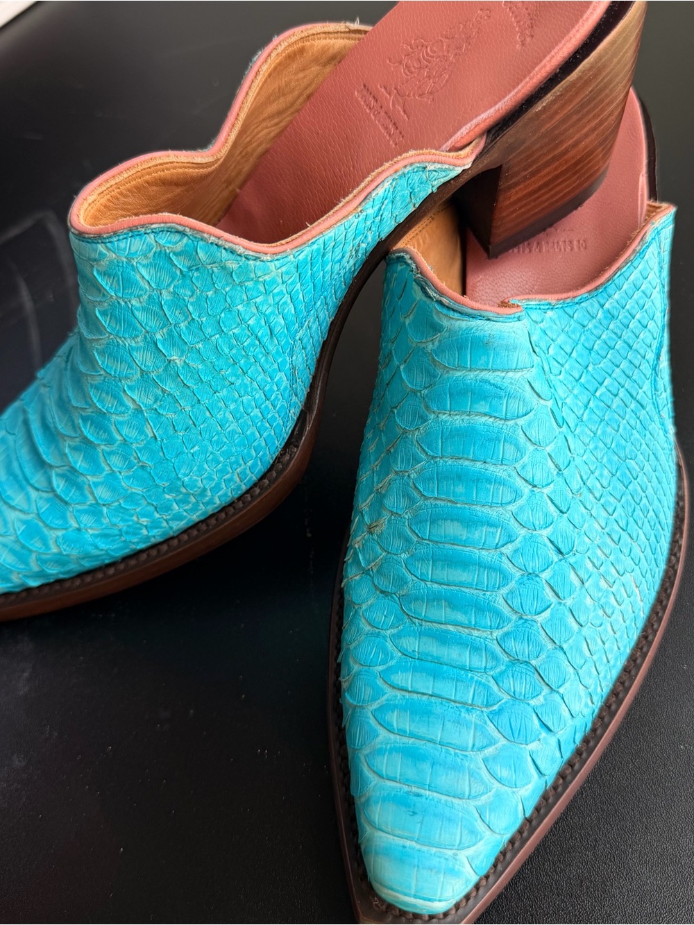 Old Gringo Turquoise Exotic Leather Mule Heels - Picture 8 of 8